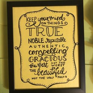 Philippians 4:8 framed canvas